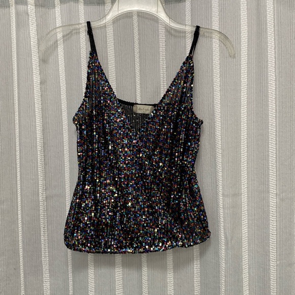 LOFT Tops - Alter’d State Sequin Mesh Top Faux Wrap V Neck multicolored Size M
